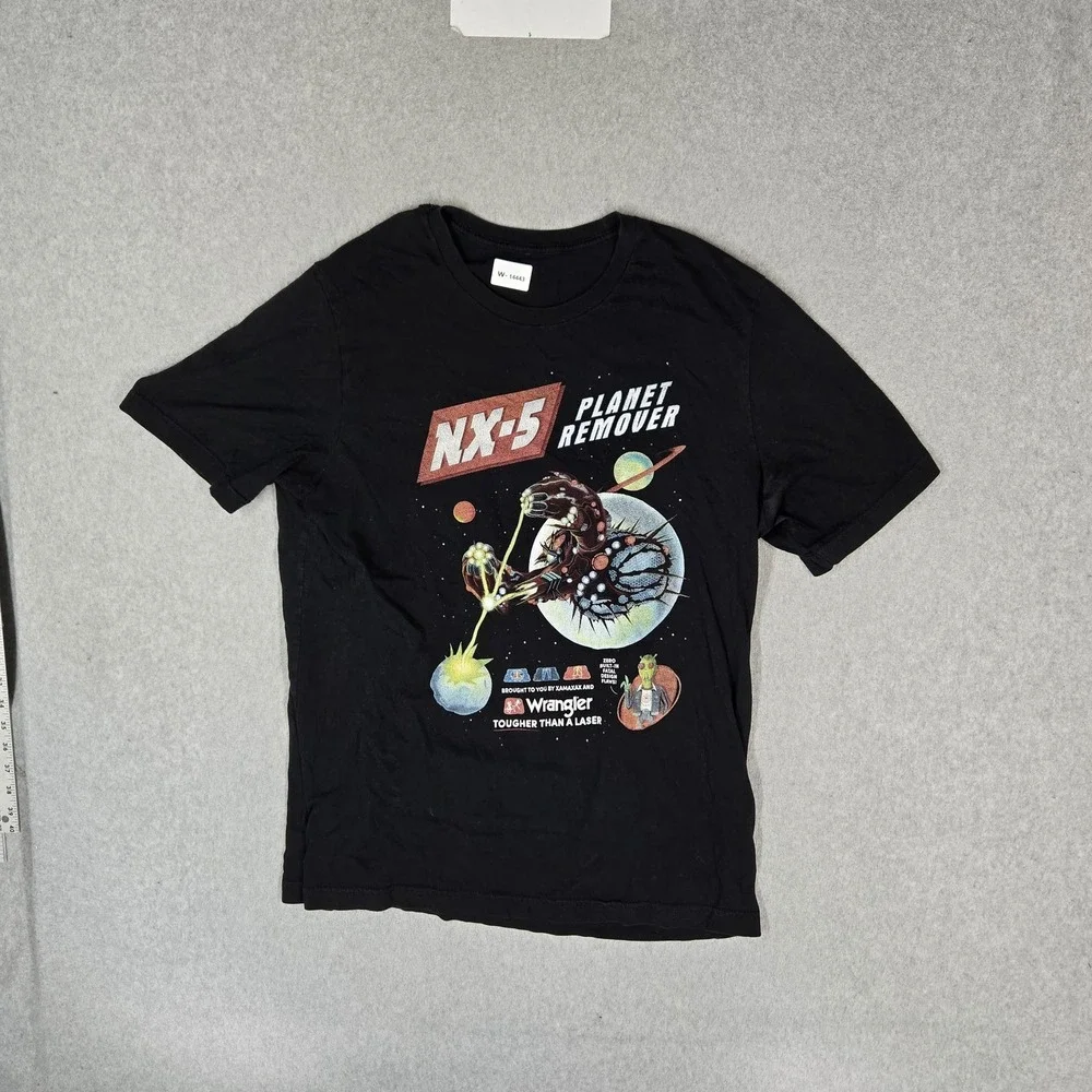 Wrangler Men Shirt M Black Graphic Rick And Morty Laser Logo Short Sleeve  READ